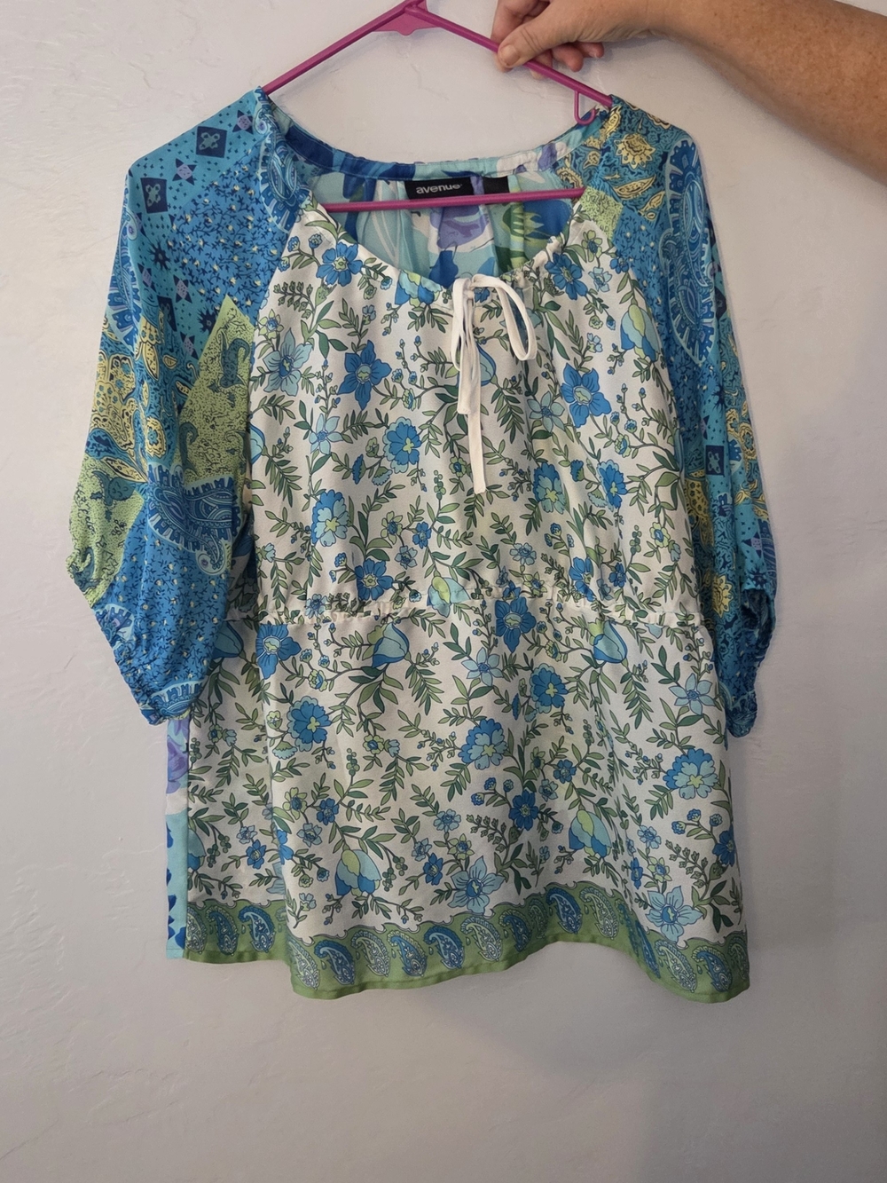 Avenue Blue, Teal & Green Floral Peasant Tunic